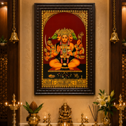 Panchamukhi Hanuman Gold Leaf Art | Premium Engineer Wooden Frame Wall Decor by ESTUDIO