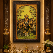 Tripura Sundari Gold Leafed Art With Wooden Frame-1 (Green)