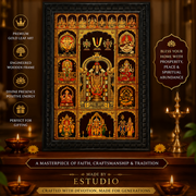 Tirupati Balaji with 9 Divine Gods & Ashtalakshmi Gold Leaf Art | Premium Engineered Wooden Frame