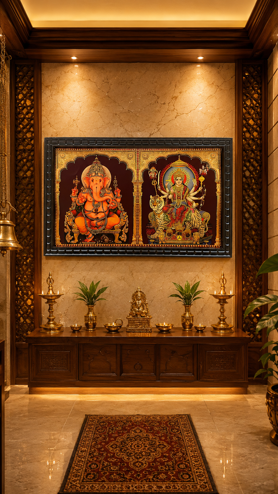 Ganesha & Durga Matha Premium Gold Leaf Artwork