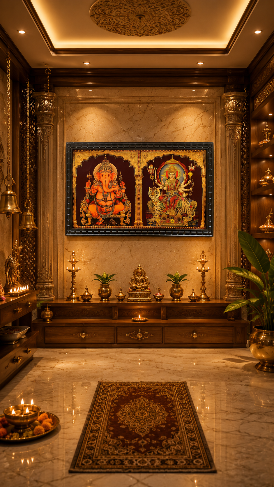 Ganesha & Durga Matha Premium Gold Leaf Artwork