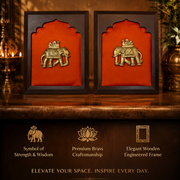 Brass Pair Elephant with peacock Wall Art