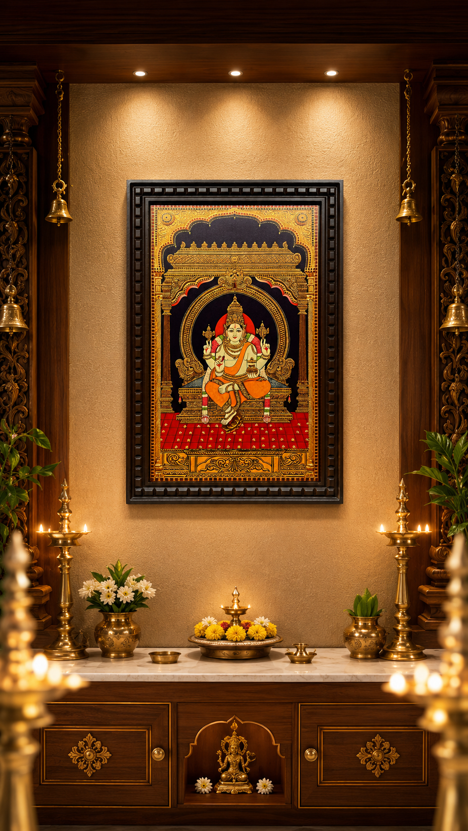 Dhanvantari Gold Leaf Art | Premium Wooden Frame