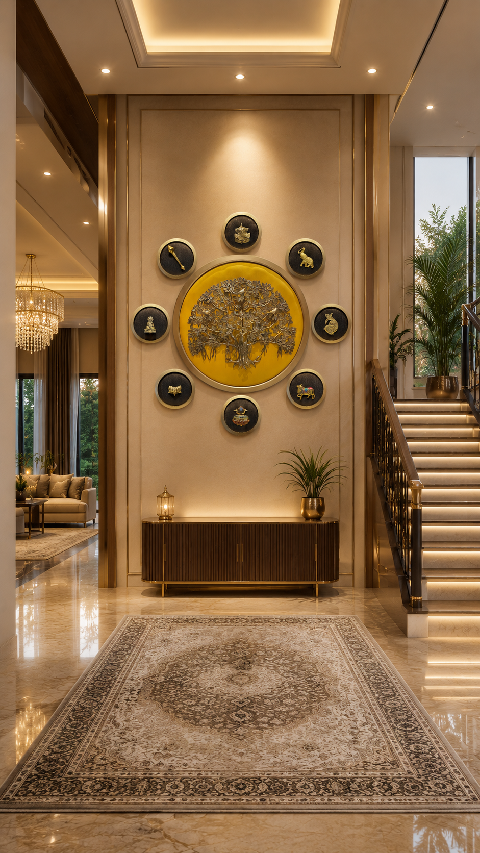 Brass Kalpavriksha Wall Art with 8 Traditional Brass Elements | Luxury Vastu & Home Decor by ESTUDIO