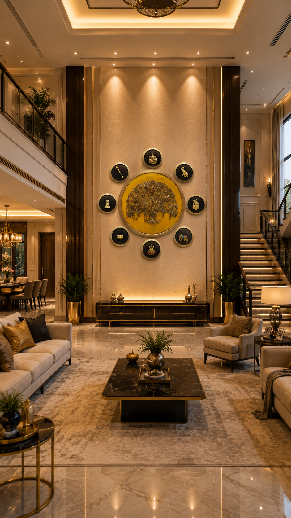 Brass Kalpavriksha Wall Art with 8 Traditional Brass Elements | Luxury Vastu & Home Decor by ESTUDIO