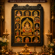 13 Gods in One Frame Gold Leaf Art | Temple Style Engineered Wooden Frame
