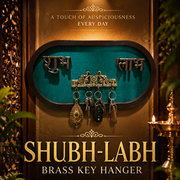 Luxury Brass Shubh Labh Key Hanger with Rama Green Silk Backdrop
