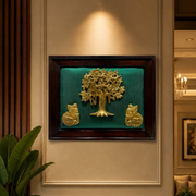 Brass Kalpavriksha Tree with Elephant Shubh Labh Wall Art