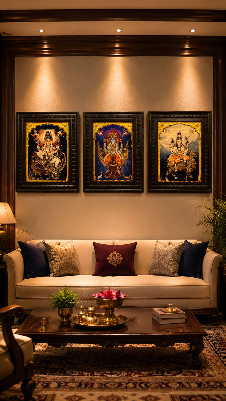 Brahma Vishnu Maheshwara Gold Leaf Art