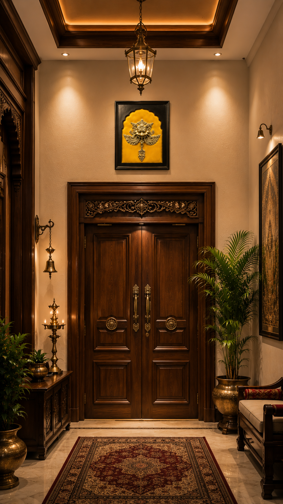 Brass Keerthi Mukh Wall Art | Premium Vastu Entrance Decor