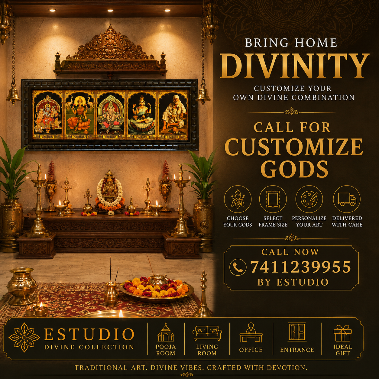 5 Gods in One Frame Gold Leaf Art-2