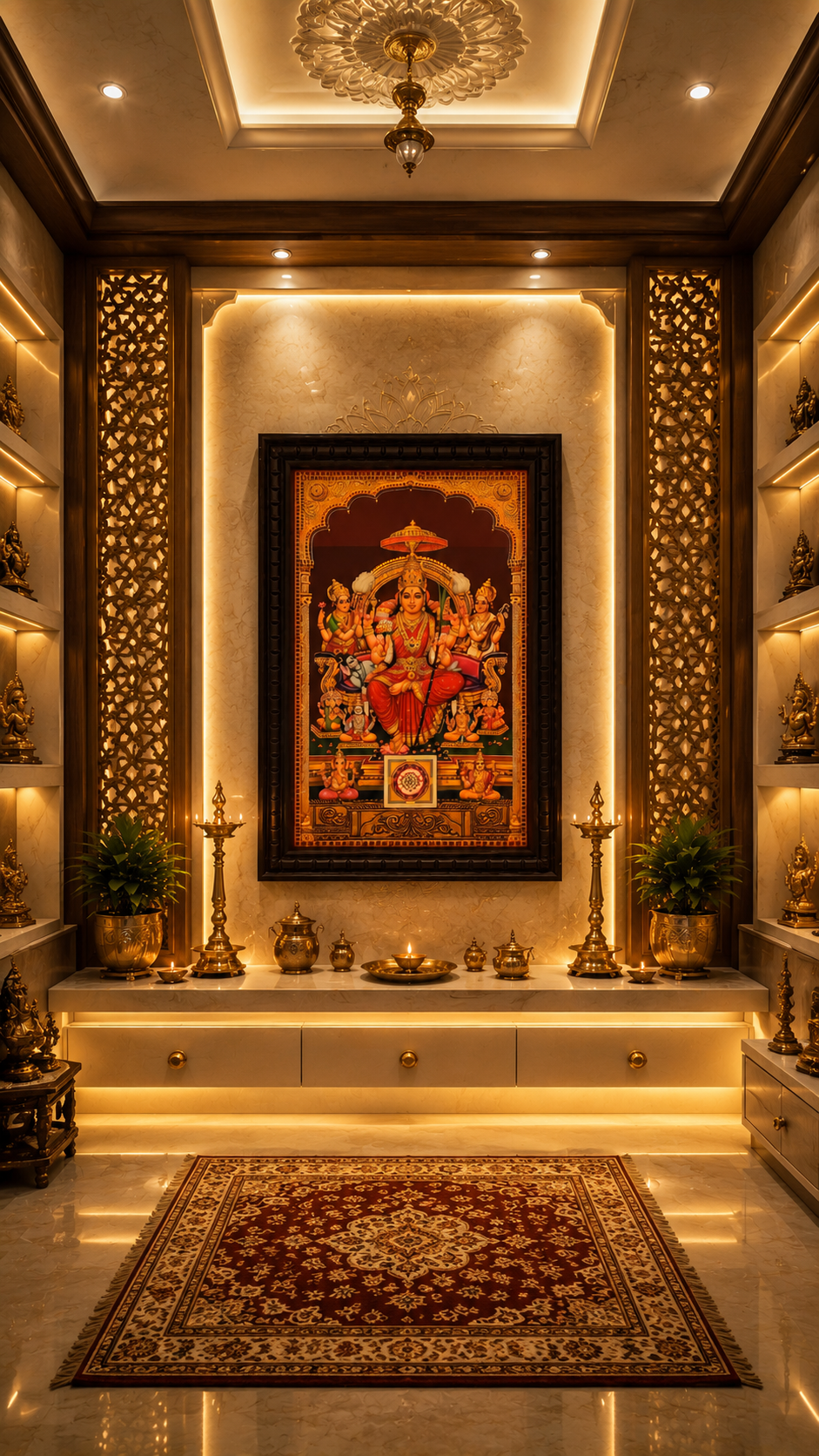 Lalitha Tripura Sundari Gold Leafed Art With Wooden Frame
