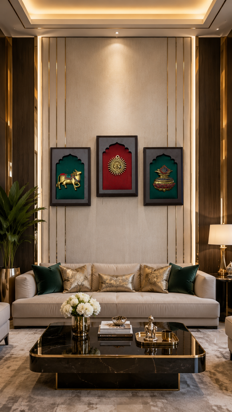 Brass Set of 3 Wall Art for Home Décor
