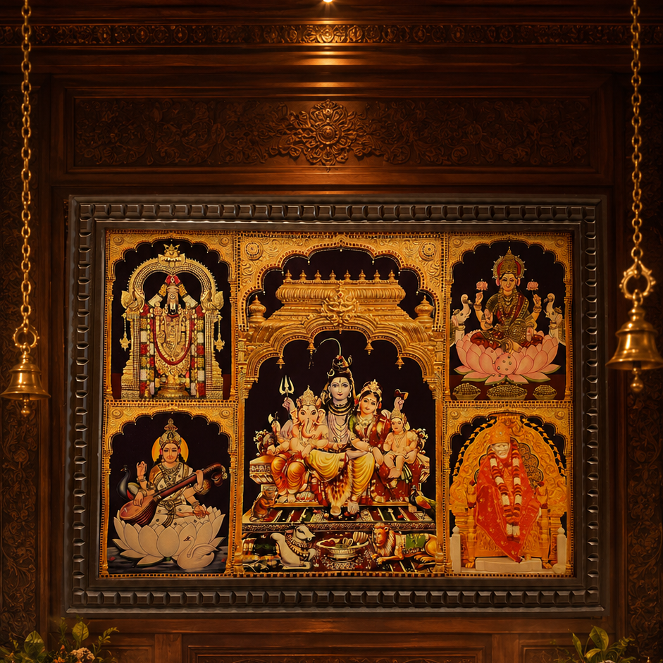 5 Gods in One Frame Gold Leaf Art