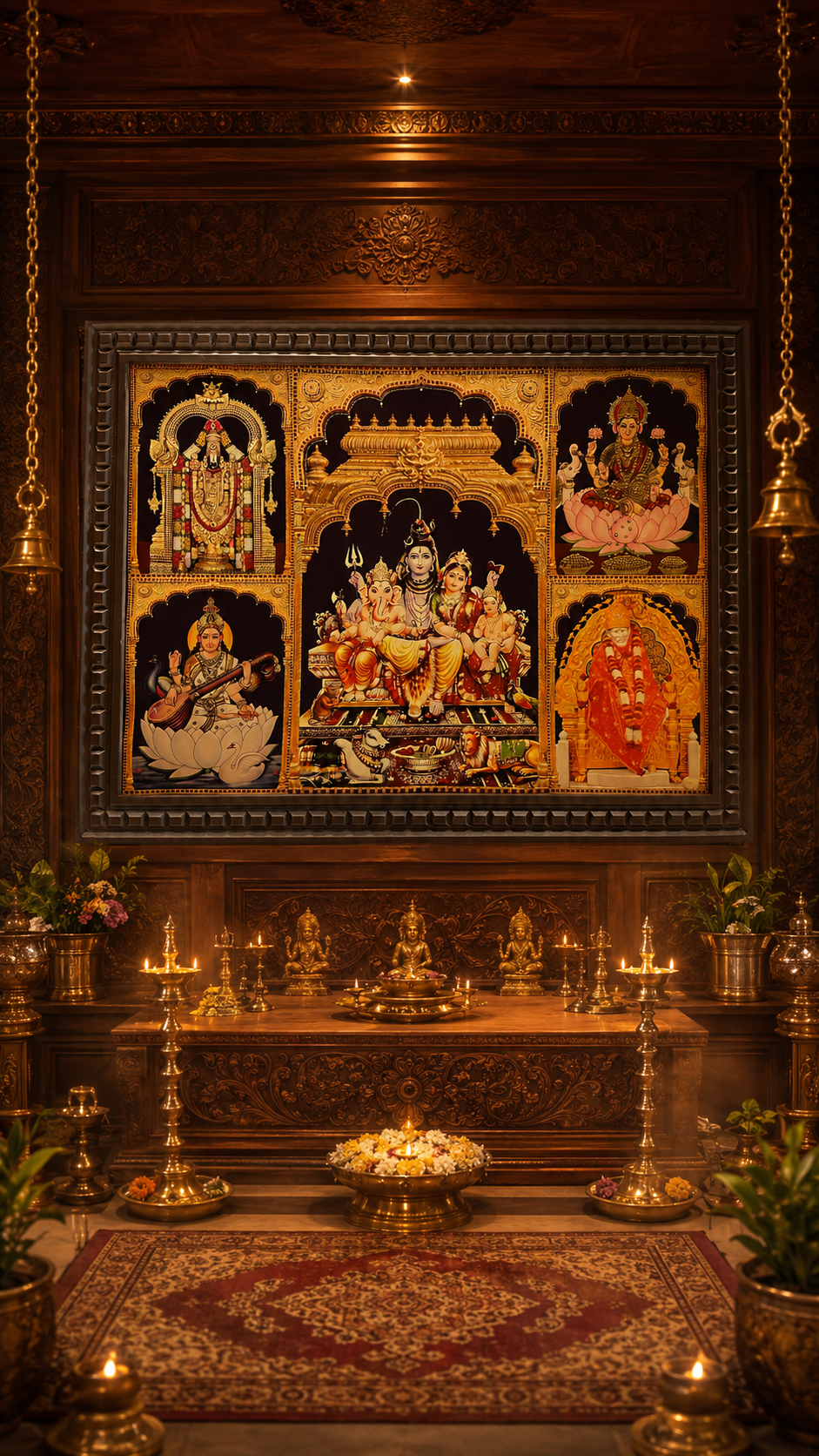 5 Gods in One Frame Gold Leaf Art