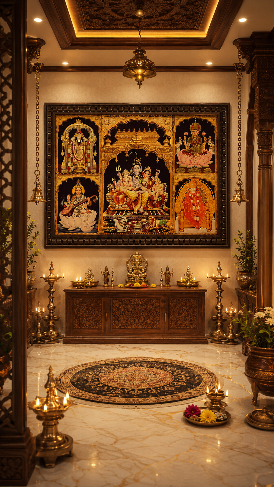 5 Gods in One Frame Gold Leaf Art