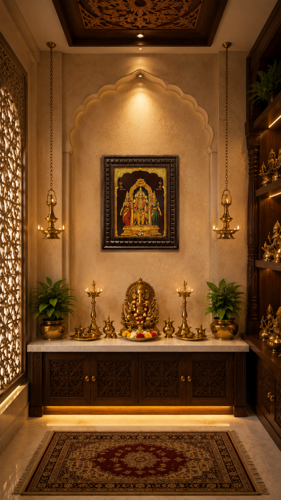 Murugan with Valli & Deivanai Gold Leaf Art | Premium Wooden Framed Divine Wall Decor
