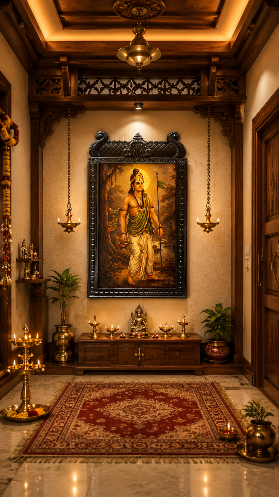 Jagadguru Sri Renukacharya Gold Leaf Artwork | Premium Spiritual Wall Decor with Engineered Wooden Frame