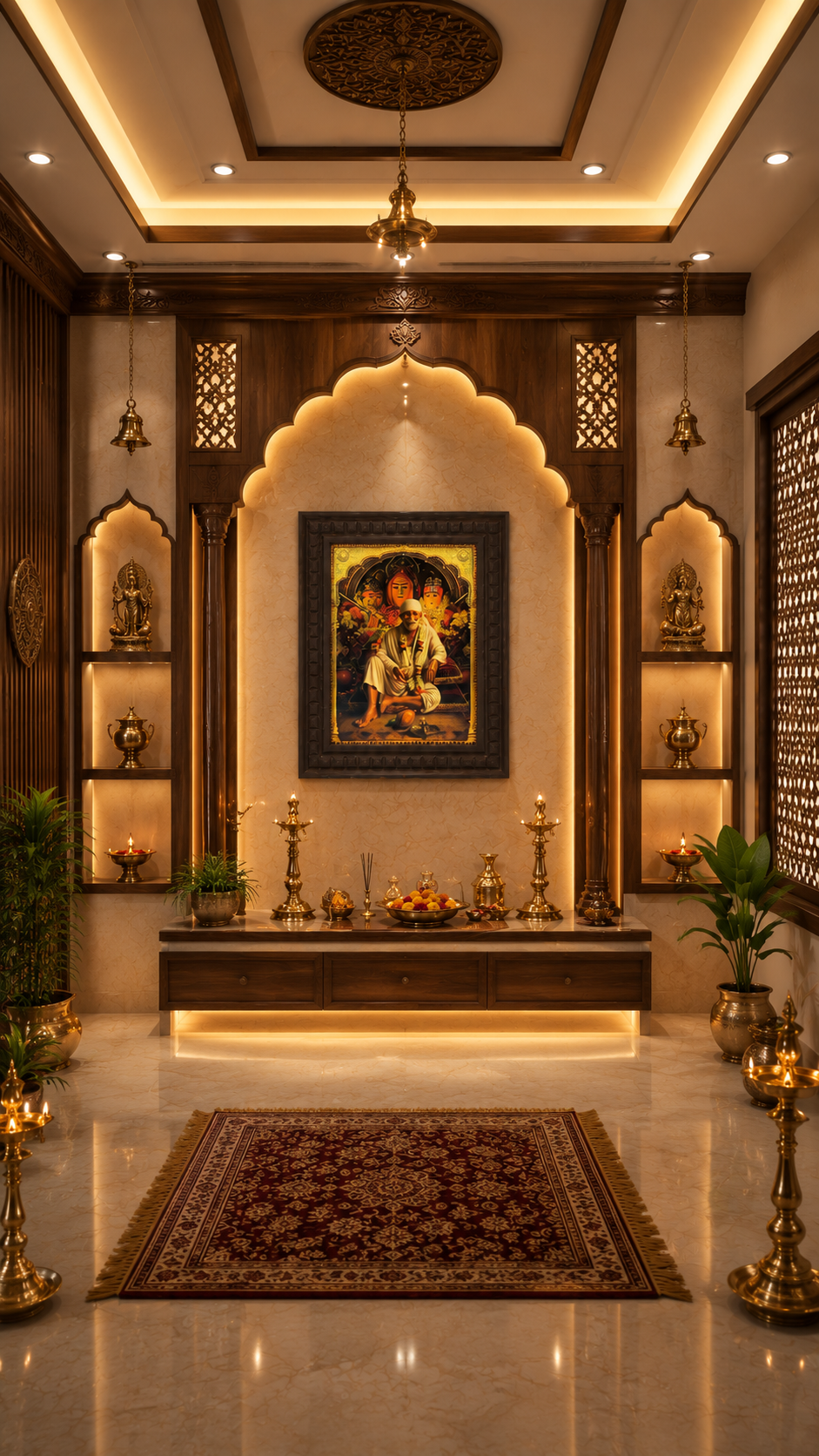 Sai Baba Gold Leaf Art Frame | Premium Wooden Frame Wall Decor for Pooja Room