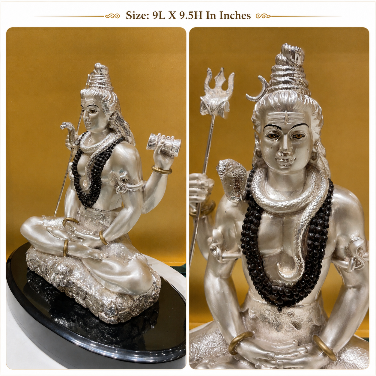 92.5 Sterling Silver Lord Shiva Idol | Premium Mahadev Collection for Pooja Room & Home Temple | ESTUDIO.