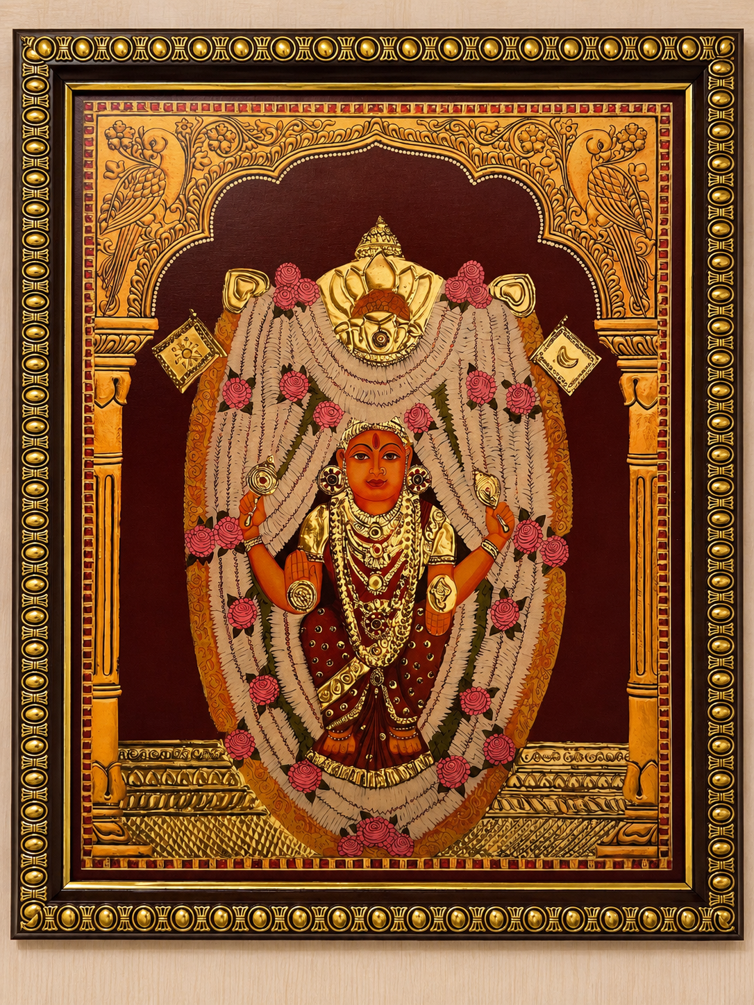 Kateelu Durga Parameshwari Devi Gold Leaf Art Frame