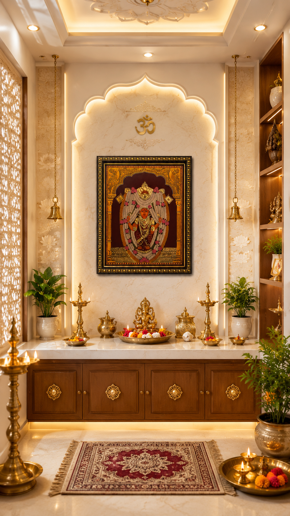 Kateelu Durga Parameshwari Devi Gold Leaf Art Frame