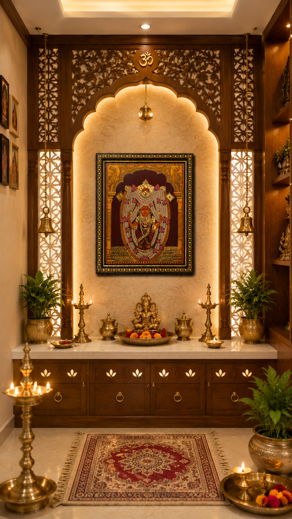 Kateelu Durga Parameshwari Devi Gold Leaf Art Frame