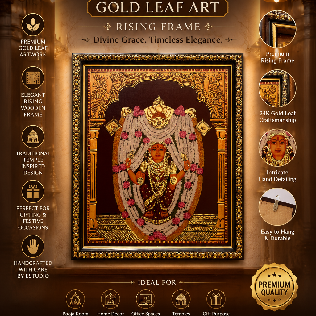 Kateelu Durga Parameshwari Devi Gold Leaf Art Frame
