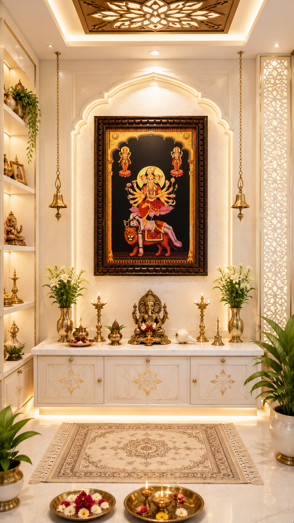 Kamakya Devi Gold Leafed Art With Wooden Frame