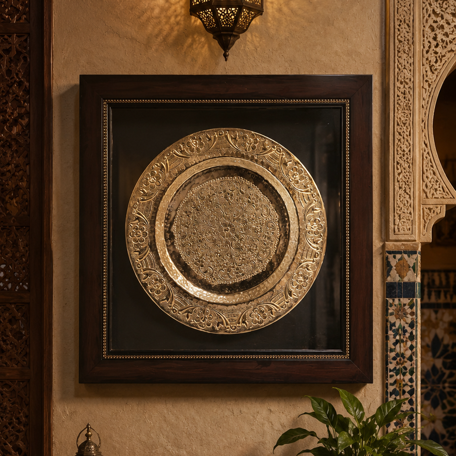 Moroccan Brass Plate Wall Art | Handcrafted Traditional Home Décor