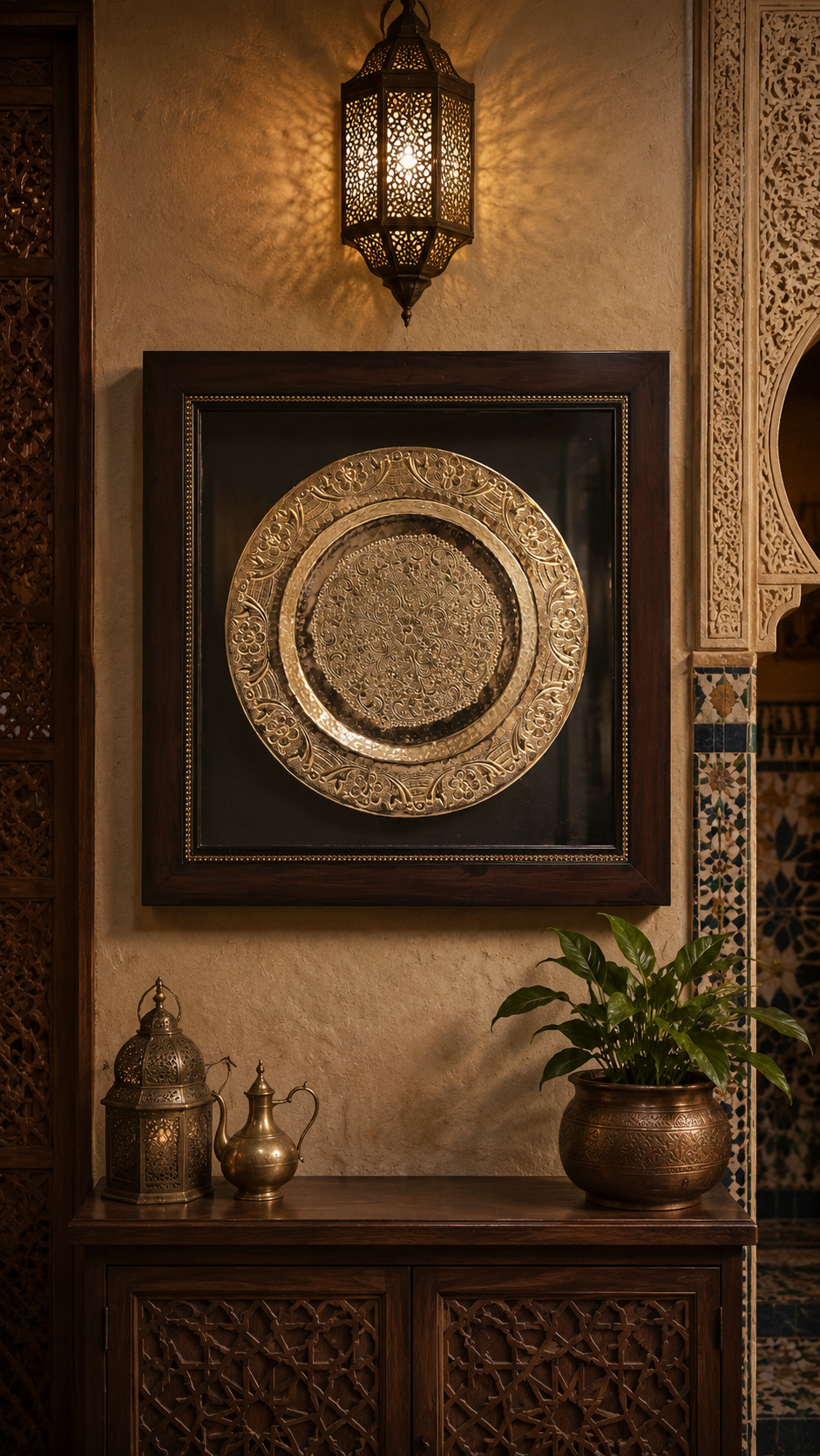 Moroccan Brass Plate Wall Art | Handcrafted Traditional Home Décor