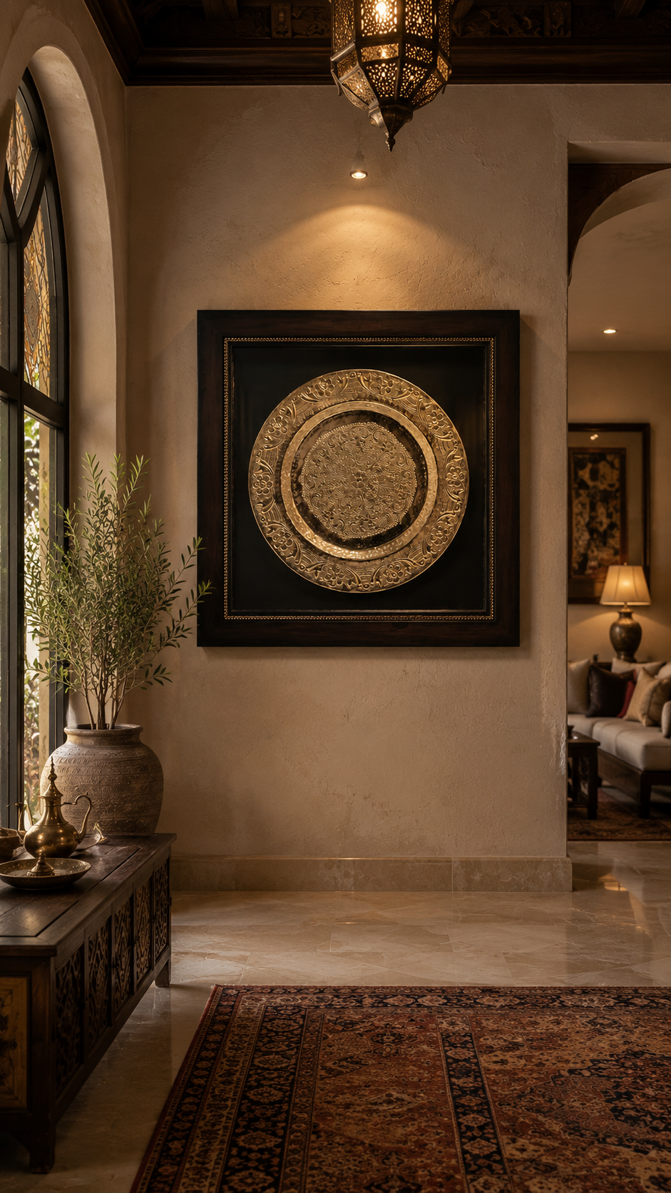 Moroccan Brass Plate Wall Art | Handcrafted Traditional Home Décor
