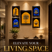 Divine Kalpavriksha Wall Art | Brass 5 Element Decor for Home | Luxury Spiritual Frame.