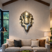 Luxury Mild Steel Gold Lion Wall Décor | Modern Metal Lion Wall Art for Elegant Homes