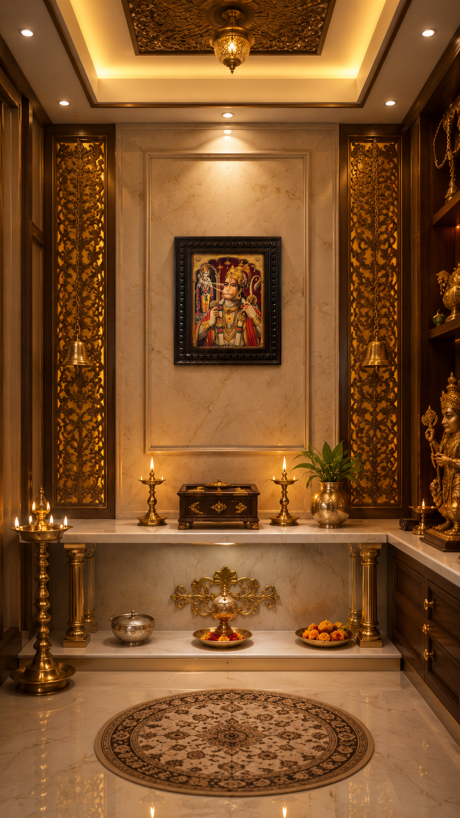Hanuman Gold Leaf Art with Engineered Wooden Frame