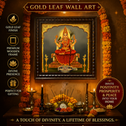 Rajarajeshwari Gold Leaf Wall Art with Engineer Wooden Frame | Luxury Pooja Room Decor