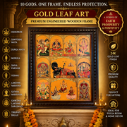 10 Gods in One Frame Gold Leaf Wall Art | Premium Engineered Wooden Frame