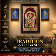 Tirupati Balaji Gold Leaf Wall Art with Brass Parrots | Premium Pooja Room Decor