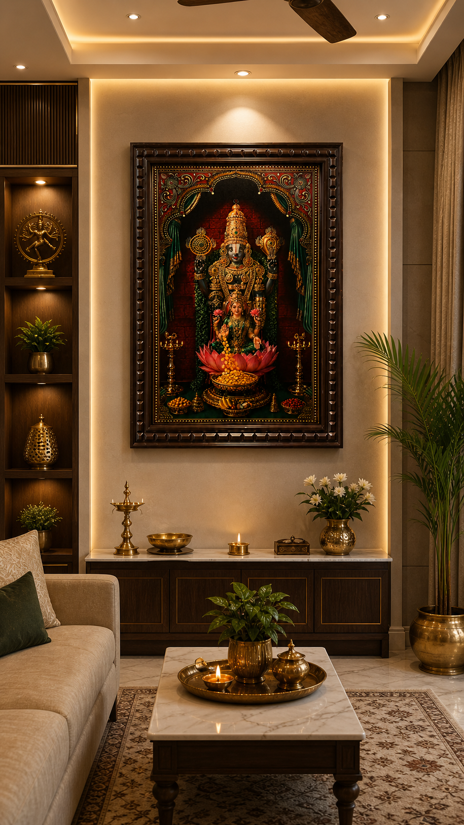 Tirupati Balaji Digital Gold Leaf Art – Luxury Pooja Room Wall Frame for Home & Office
