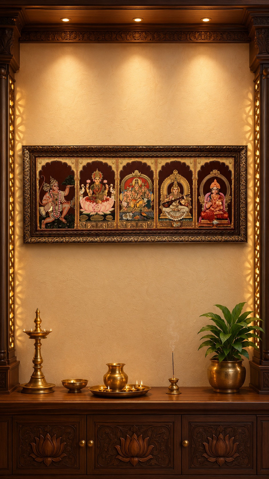 5 In 1 God's Gold Leaf Art | Elegant Home Temple Decoration