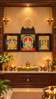Ganesha Lakshmi Saraswati Tanjore Paintings | Premium Rosewood Frames