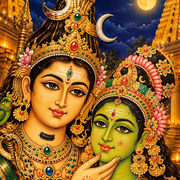 Sundareswara & Meenakshi Gold Leaf Art | Luxury Wooden Frame