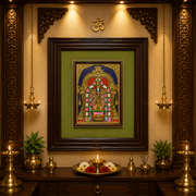 Tirupati Balaji Tanjore Painting with Premium Engineered Wooden Frame