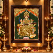 Saraswati Tanjore Painting | Gold Leaf Art with Premium Rosewood Frame