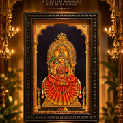 Sringeri Sharadamba Tanjore Painting | Gold Leaf Art in Engineered Wooden Frame | ESTUDIO