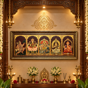 5 Gods in One Frame | Premium Gold Leaf Art with Exquisite Designer Frame