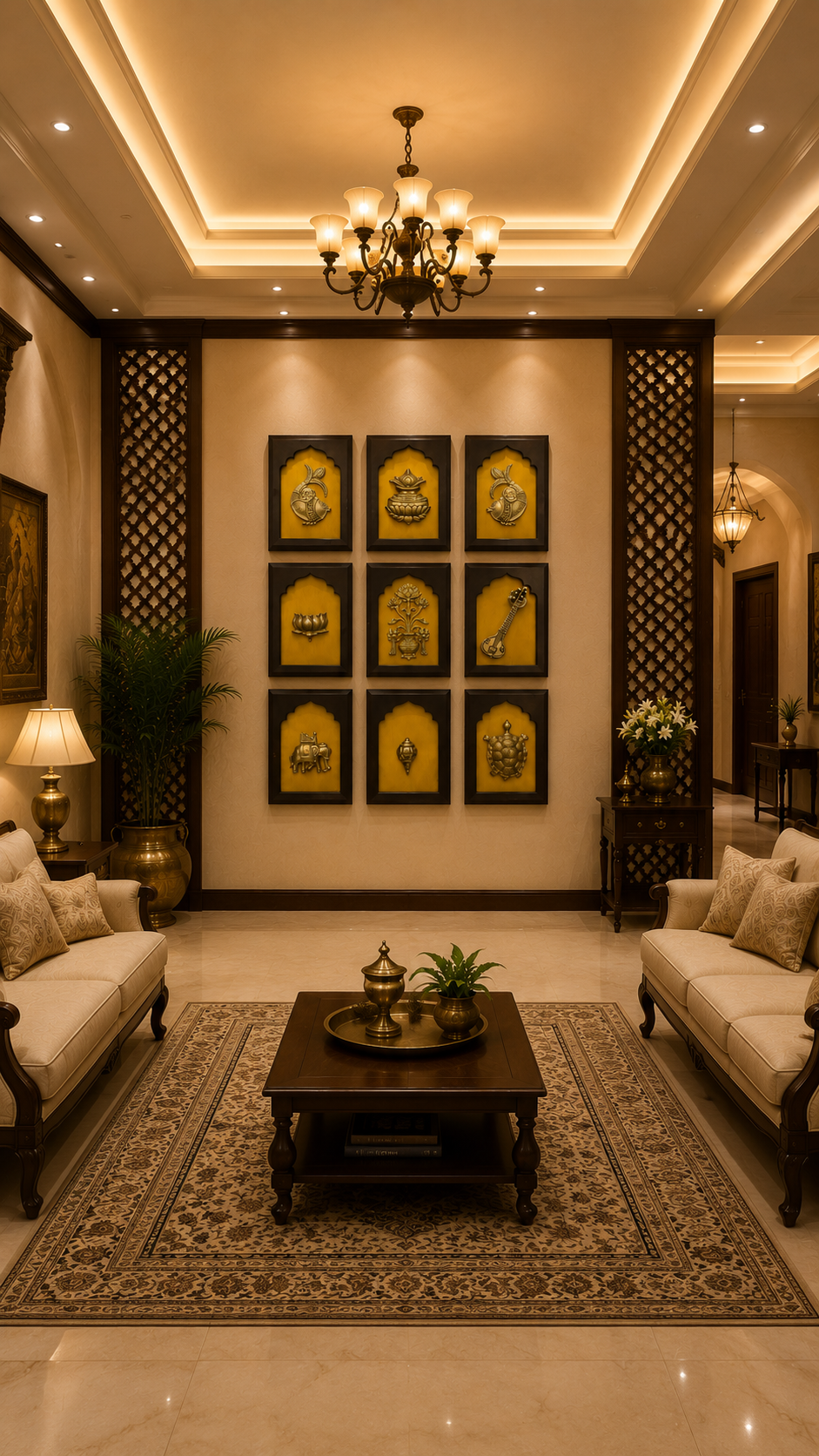 9 Auspicious Brass Symbols Wall Art
