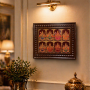 Ashtalakshmi Gold Leaf Wall Art | Premium Wooden Frame Hindu Decor | Luxury Traditional Home & Pooja Room Frame.