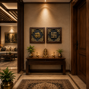Brass Om & Swastik Wall Decor Designs | 10 Rich Silk Colors