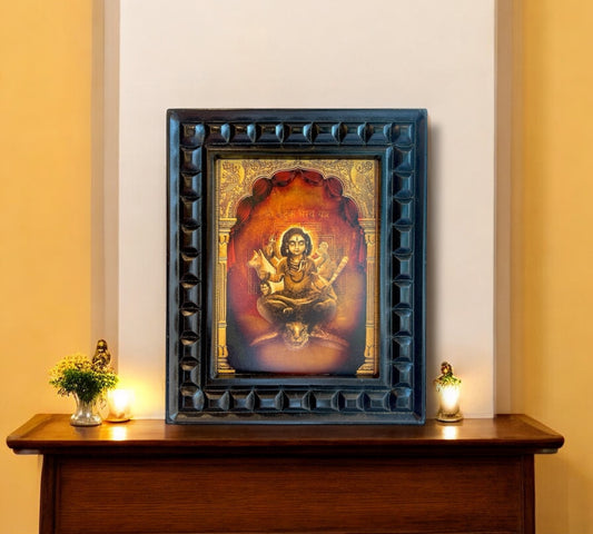 Bhatuk Bhairav Gold Foiled art in Wooden frame